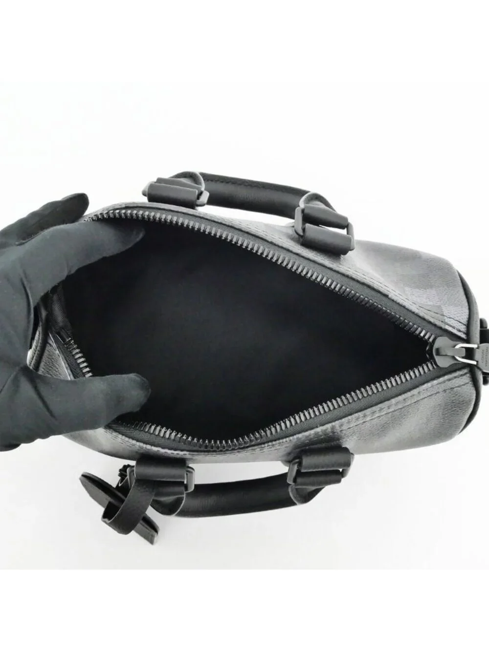 Louis Vuitton Monogram Macassar Damoflage Keepall Bandouliere 25 Black Hand